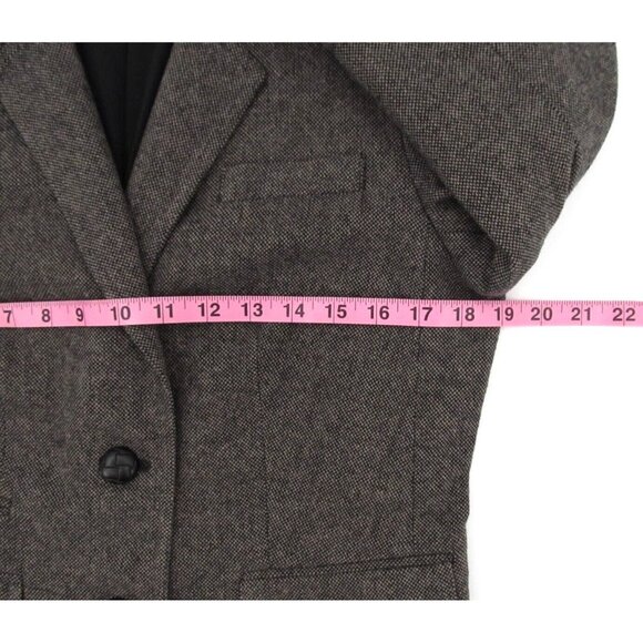 Banana Republic Blazer Jacket Womens Sz 8 Gray Check Wool Lined Two Button Coat - Picture 12 of 16